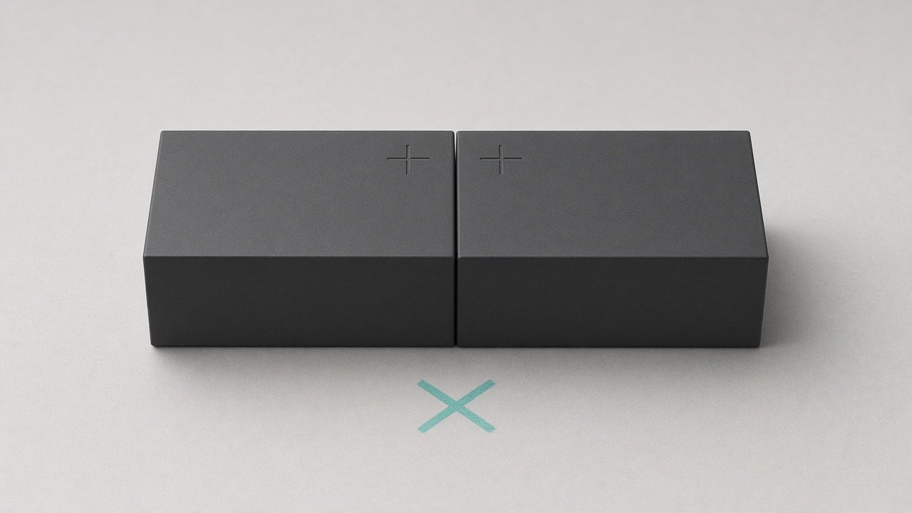 Two precision alignment blocks registered on a studio surface