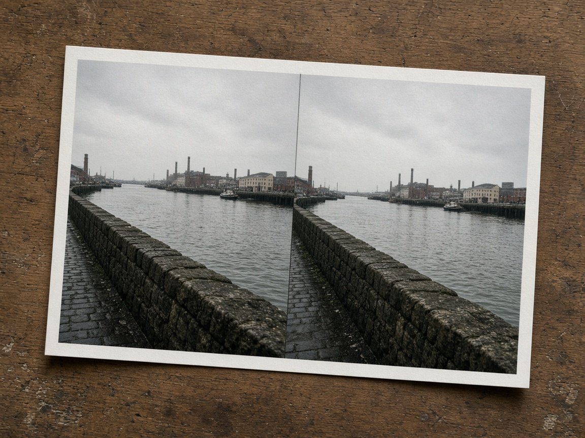 Two nearly identical views of a Belfast quay wall